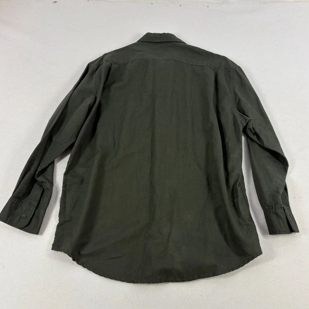 J. Crew Button Down‎ Shirt Mens L Olive Green Cabin Preppy Gorpcore Classic FLAW